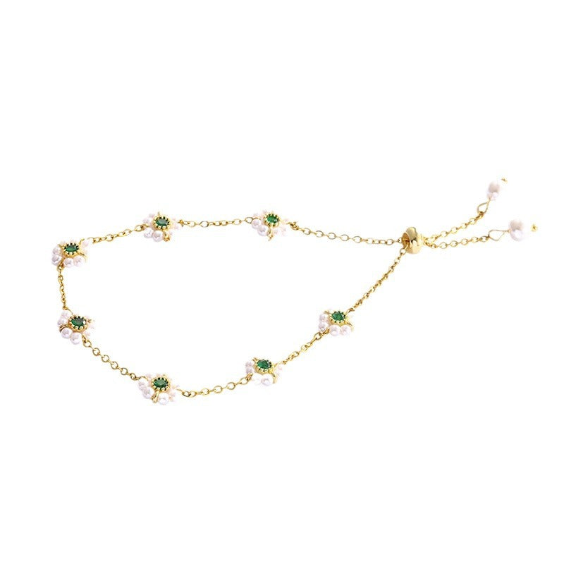 Floral Pearl Chain Bracelet