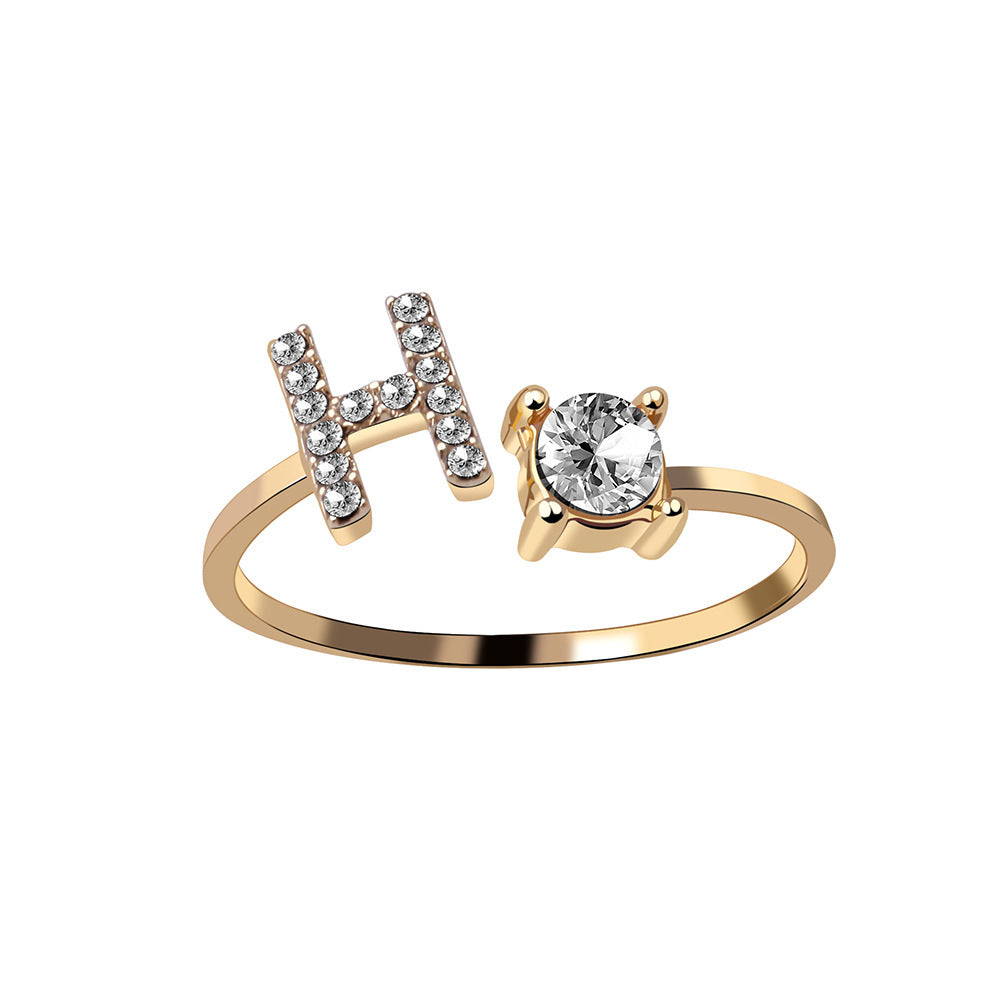 Zircon Initial Letter Ring