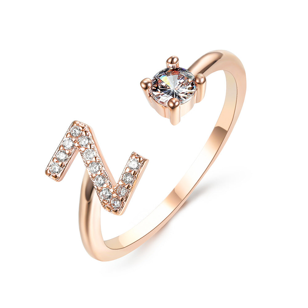 Zircon Initial Letter Ring